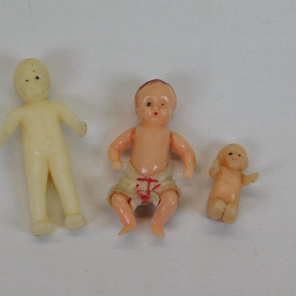 Unbranded Other - Lot of 3 Creepy Miniature Babydolls Dollhouse Size 1 Articulated Jointed Tiny